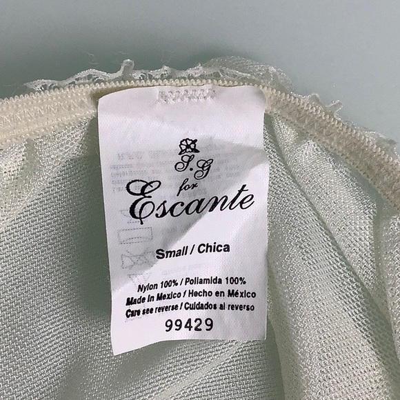 VGT Escante Sheer Nylon babydoll shapewear White bodysuit with gathers SZ S EUC - Picture 7 of 16